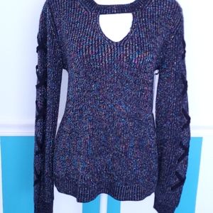 Rock & Republic Lace Up Sleeve Sweater